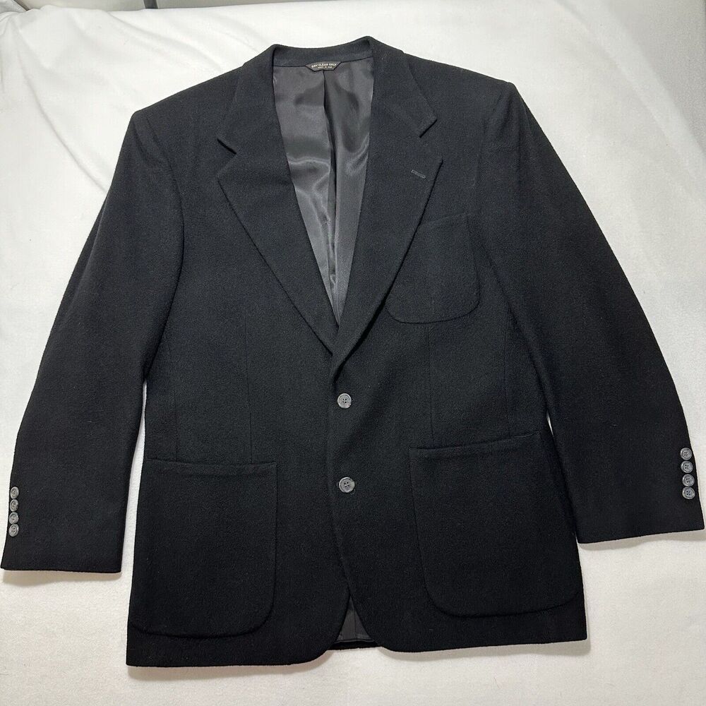 Jacobson's Men's 42 Regular 100% Pure Camelhair Suit Jacket Black Sport Coat USA